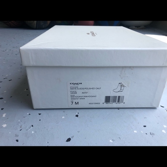 Brown suede Coach bootie with side zip - Picture 4 of 4